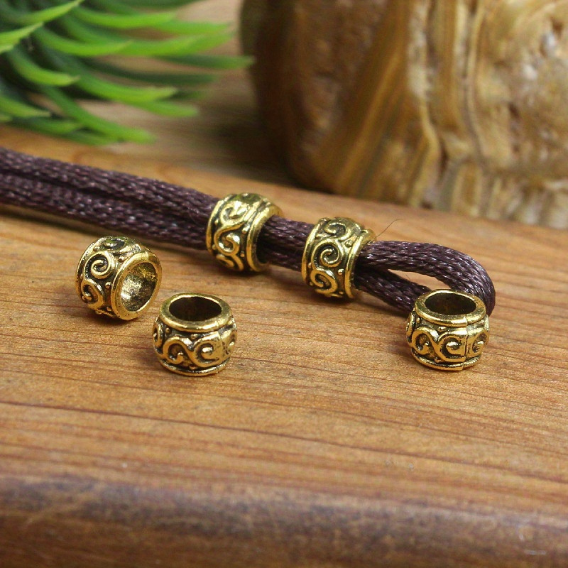 Image of 50/100pcs Vintage Silvery Alloy Large Hole Spacer Bead Bracelet Necklace Jewelry Additions