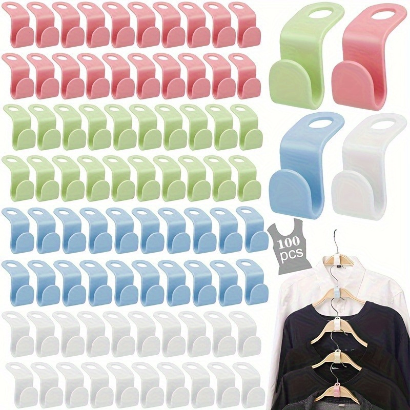  100 Pcs Clothes Hanger Connector Hooks Plastic Mini