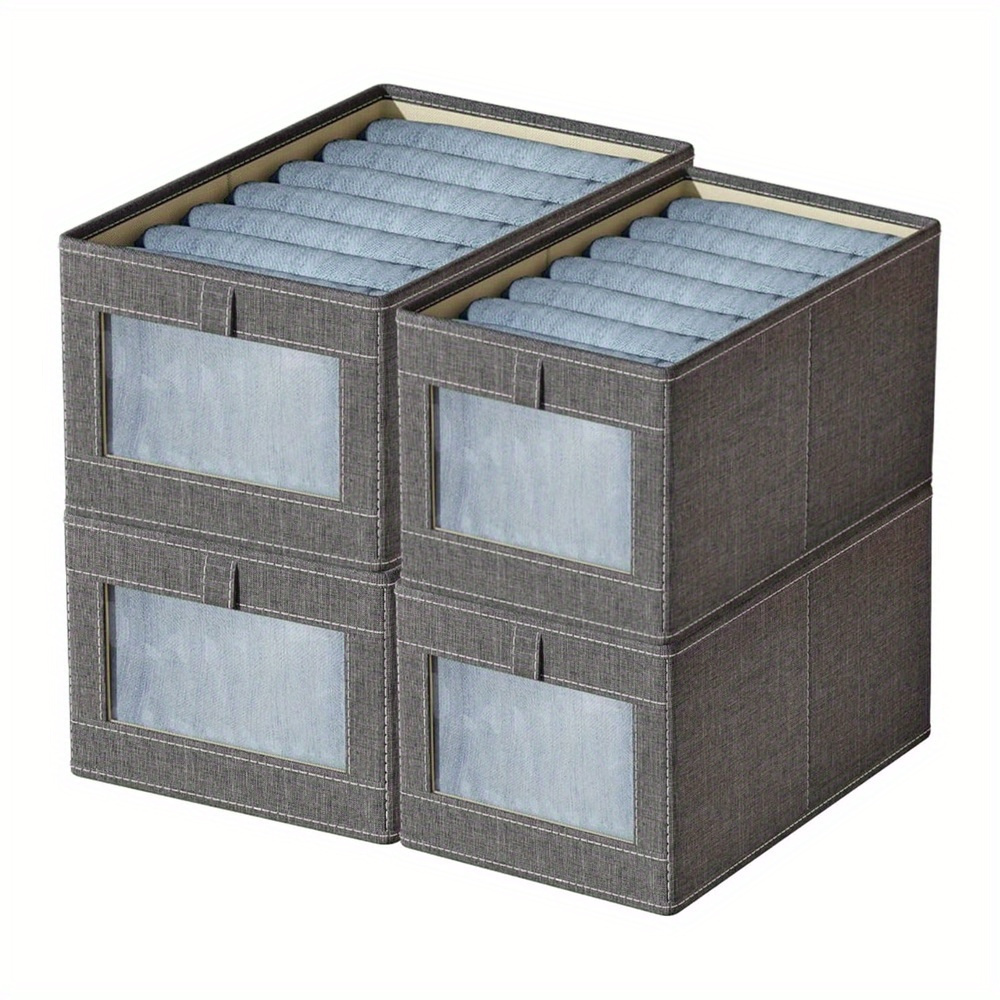 1PC Foldable Storage Bin Clear Window & Reinforced Handle Closet