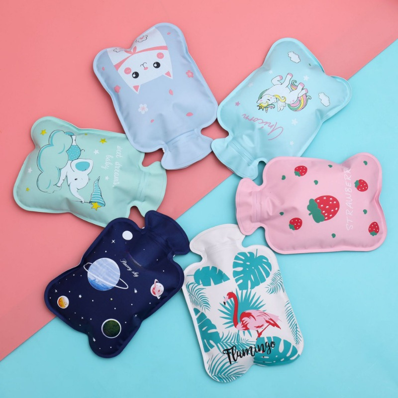 1pc Random Color Pvc Hot Water Bottle With Water Injection Mini Plush Hand  Warmer For Women, Kids, Cute Cartoon Design