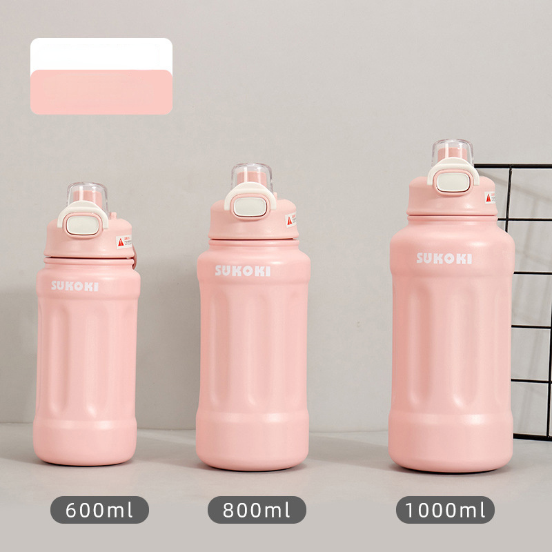 HXAZGSJA Large Capacity Portable Outdoor Sport Cup with Straw Travel Water  Drinking Bottles(Pink,600ml) 