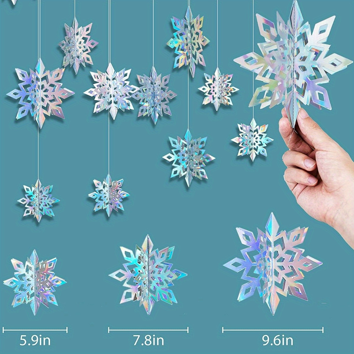 6pcs Artificial Snowflakes Paper Snowflakes Christmas Hanging Decoration  for Home New Year Xmas Party Winter