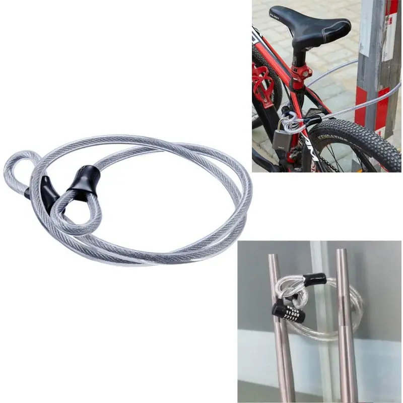 Câble de sécurité en acier, câble de verrouillage, câble de verrouillage  flexible en acier tressé à double boucle, câble de sécurité de vélo  toroïdal, acier tressé revêtu de vinyle, 200 cm