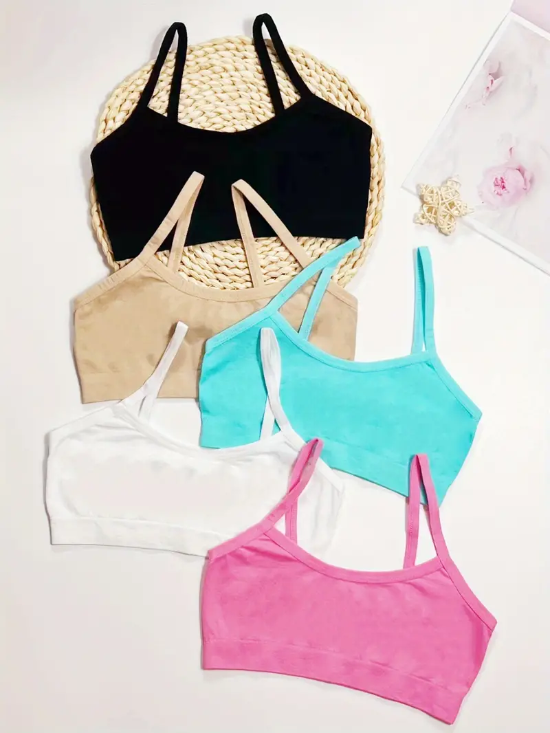 Girls Seamless Bralettes Solid Color Popular Backless - Temu Canada