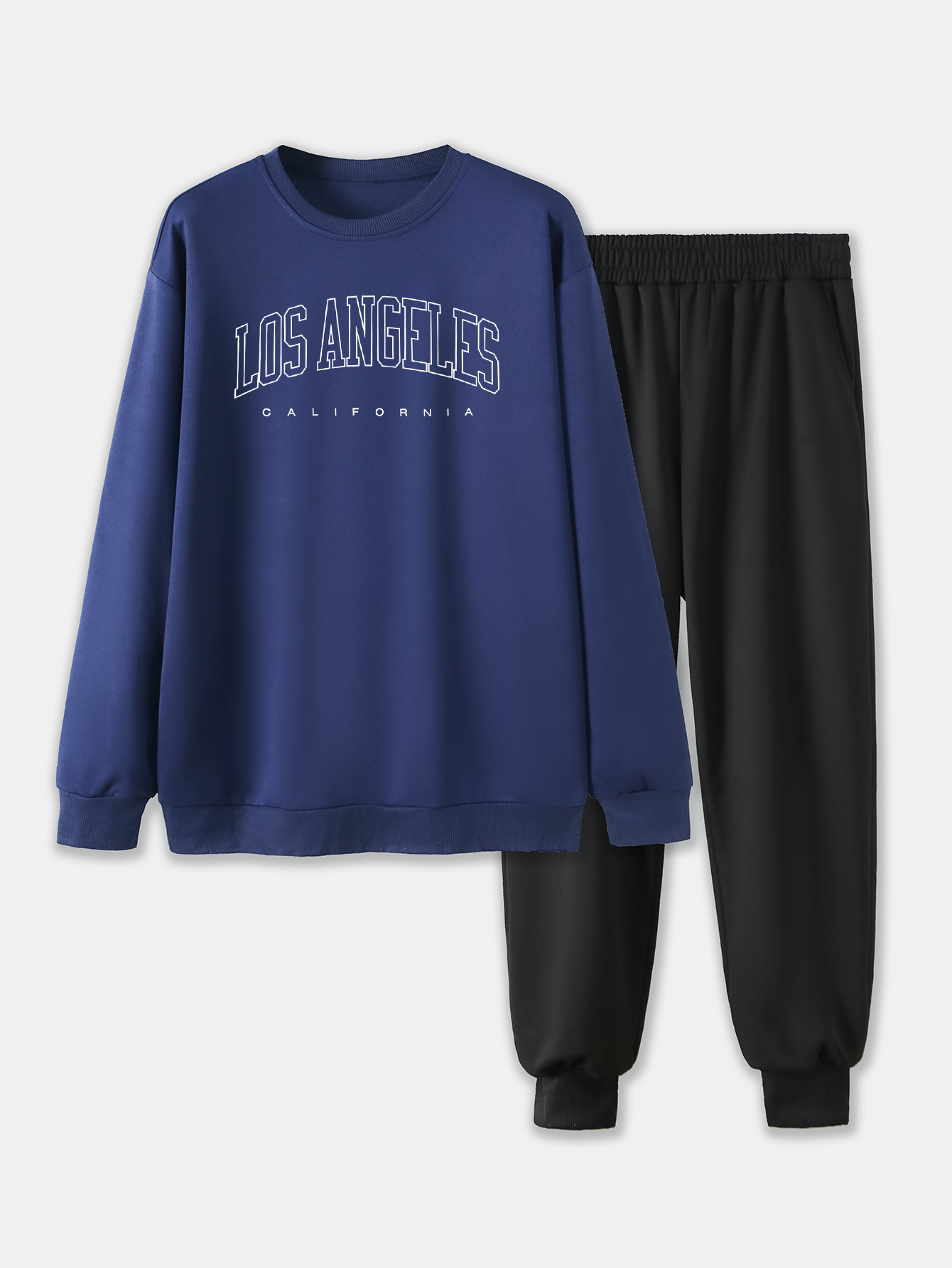 Men's los Angeles Print Pullover Hoodie Sweatpants For Big - Temu