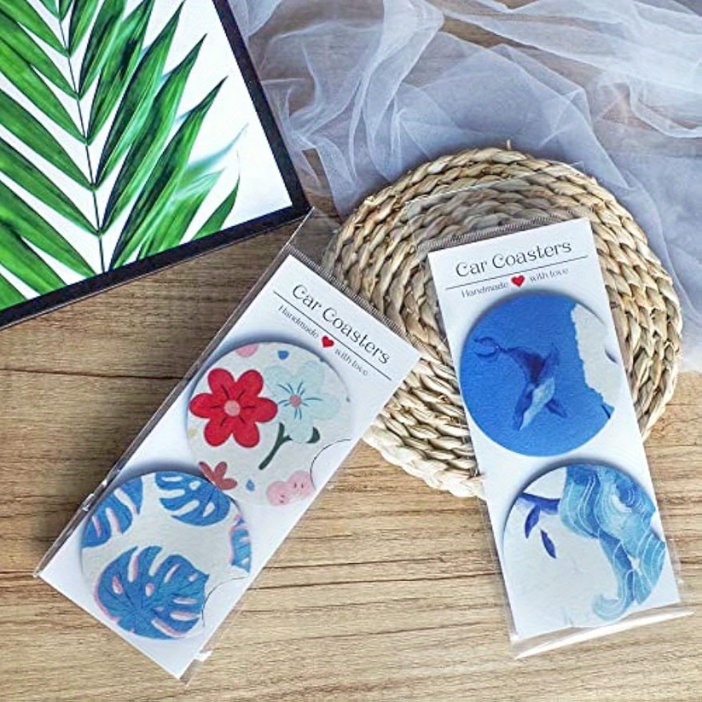 100 PCS Sublimation Blank Car Coasters, 50 Car Coaster Packaging for  Selling, 50 Display Cards, 2.75 Inch Neoprene Sublimation Coasters for  Thermal