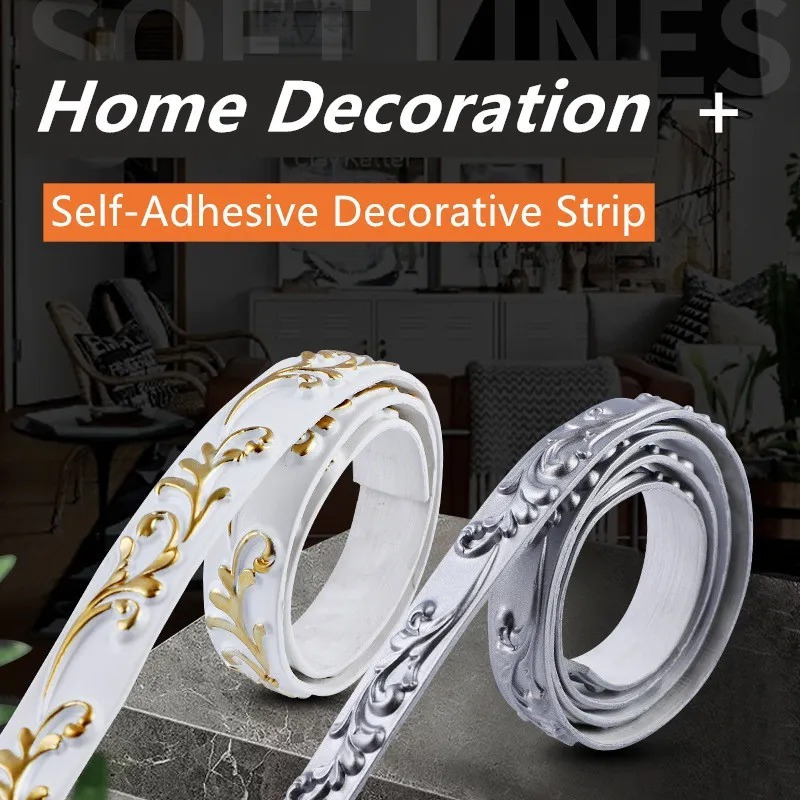 

1pc Pvc Soft Line, Mirror Frame Decoration, Flexible Molding Trim Wall Trim, 3d Self Adhesive Ceiling Trim, Peel And Stick Soft Line Baseboard For Home Decor