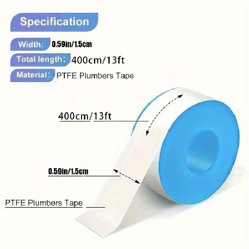 Cinta de teflón, cinta de fontanero, cinta de fontanería, cinta de PTFE,  cinta de rosca, cinta de fontanero para cabezal de ducha, sellado de