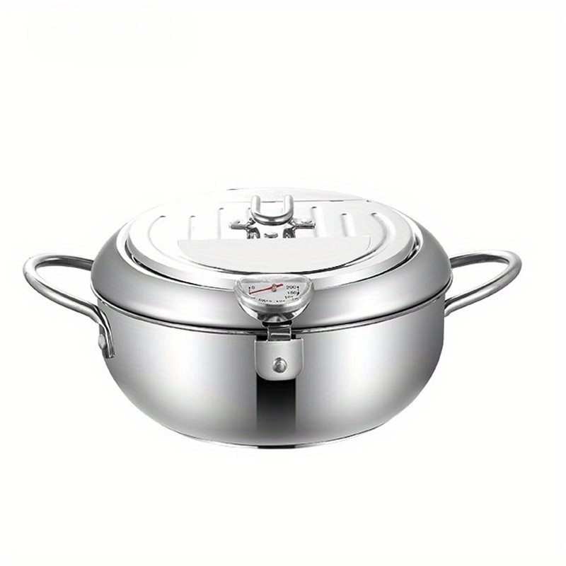 1pc, Deep Fryer, Stainless Steel With Temperature Control And Lid, Japanese  Style, No Coating Fryer, Compatible With Gas Stove, Electric Magnetic  Stove, Electric Stove And More - - Temu