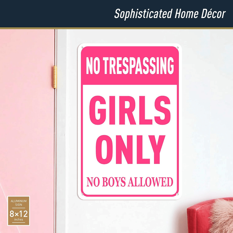 Girls Metal Sign No Trespassing Girls No Boys Allowed Preppy - Temu