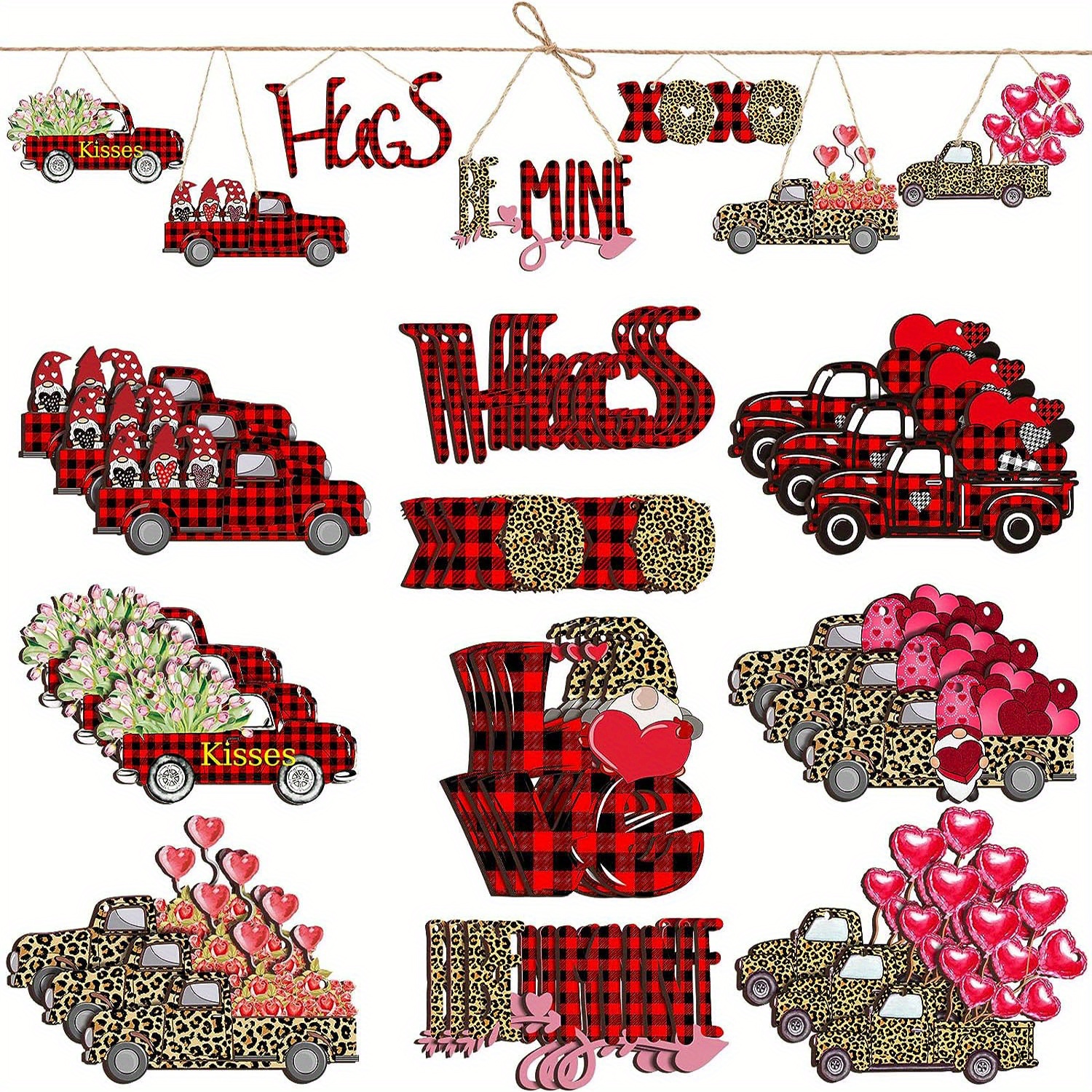 Valentine's Day Wooden Hanging Ornaments Party Decor - Temu