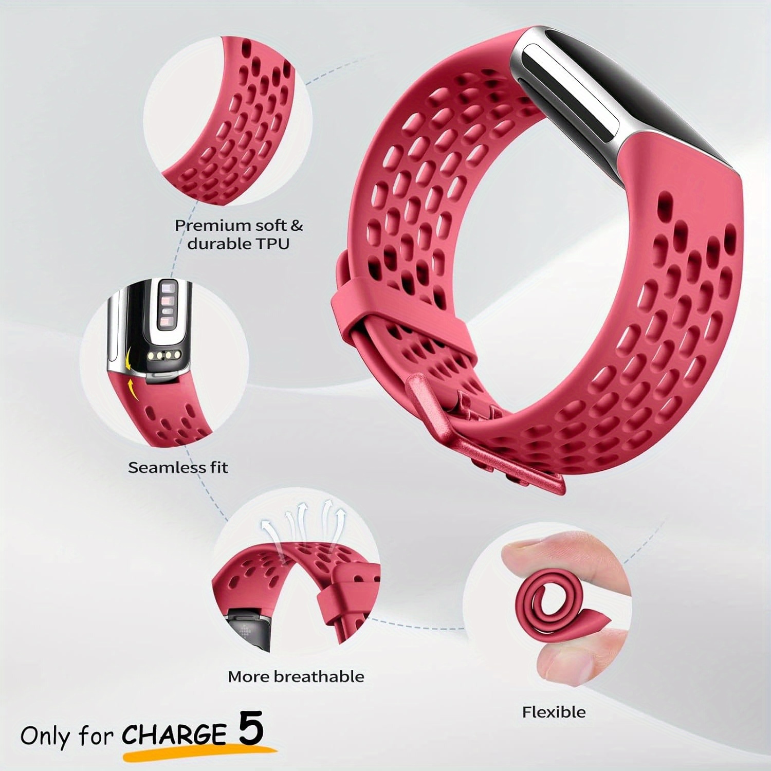 Sport Bracelet en silicone Fitbit Charge 6 Bleu
