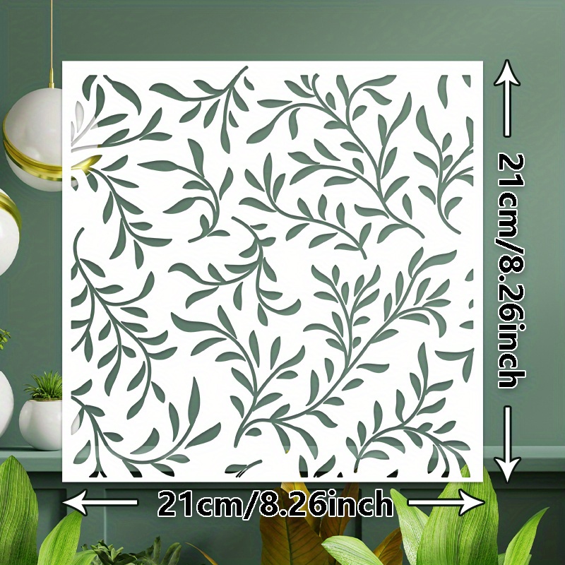 Leaf Stencils for Crafts Small Leaves and and Branches Paint Plant Stencil  for Painting On Wood Wall Card Making, Tiny Nature Vine Herb Essential Art