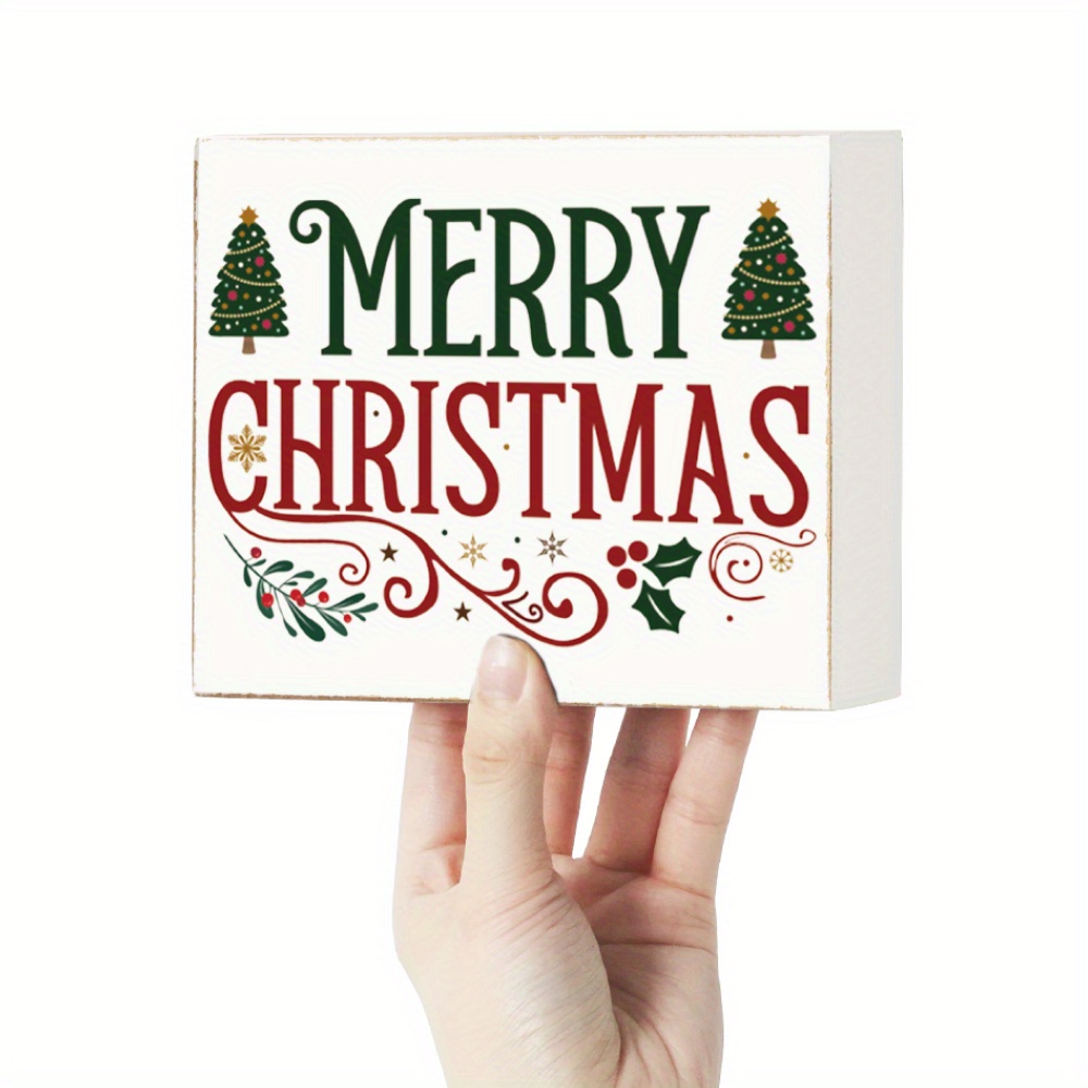 Putuo Decor Merry Christmas White Wooden Box Sign - Temu