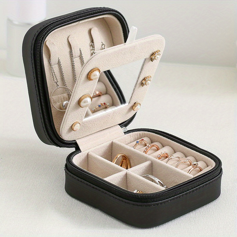 Jewelry Organizer With Mirror Display Travel Jewelry Case Boxes