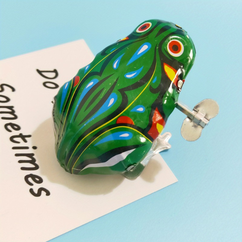 5pcs iron skin frog clockwork toys 2 17in 2 76in 1 38in wind up jumping classic educational clockwork toys 2