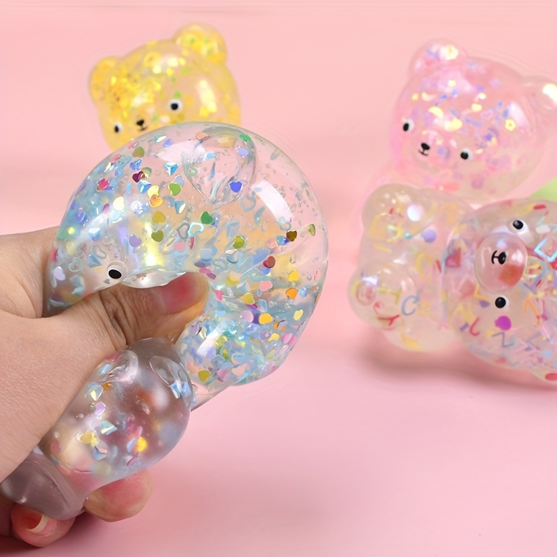 Sparkly Squishy Gummy Bear Stress Relief Toy - Fidget Toy Ball for Kids,  Perfect Party Favor Stuffer!