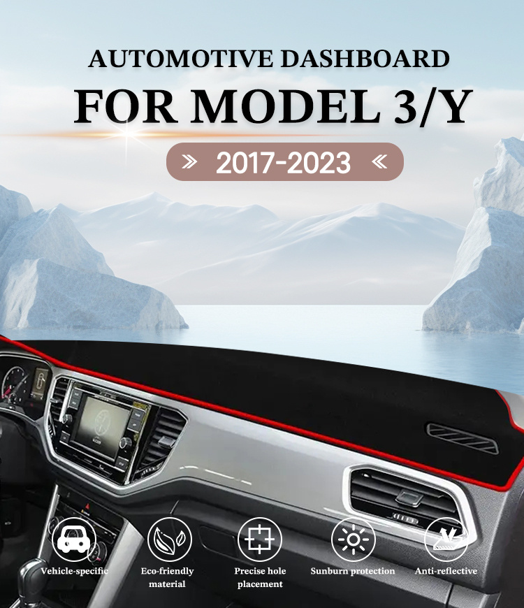 Für Modell 3/Y 2017-2023 Auto Armaturenbrett Abdeckung Lichtdichte Matte  Anti-UV-Matte Teppich Autozubehör