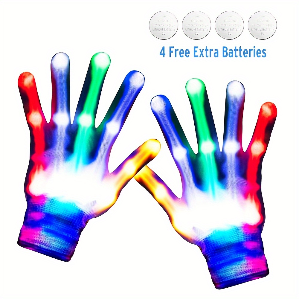 Led Flashing Magic Gloves Colorful Finger Light Up Gloves - Temu