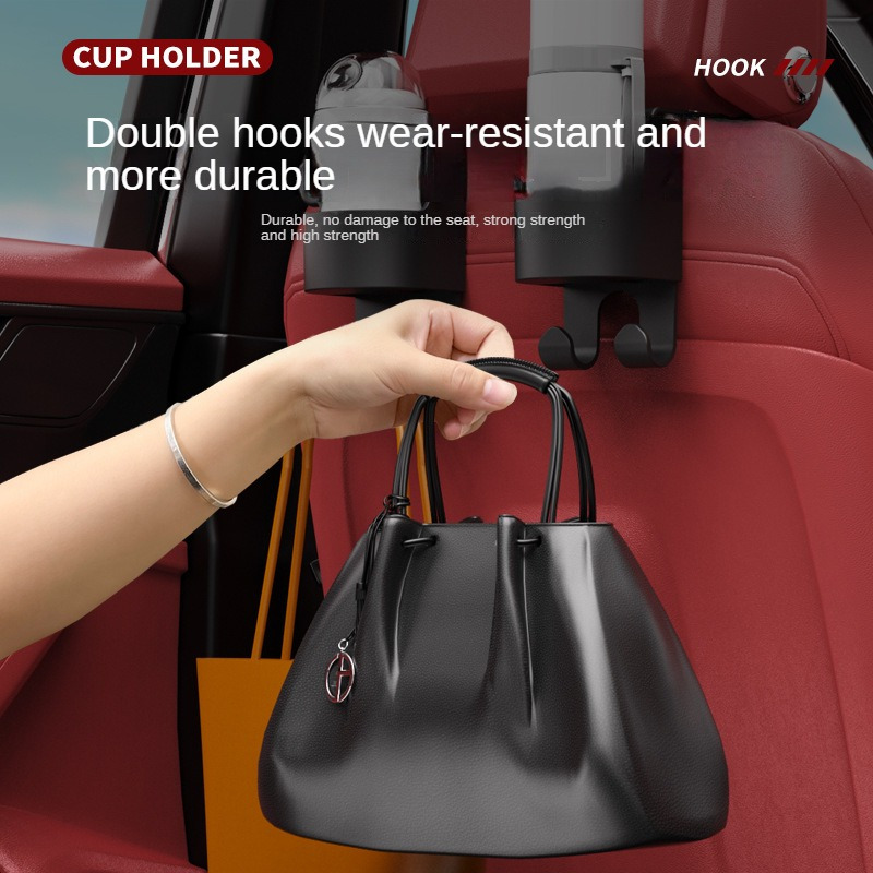 HOLDCY Car Back Seat Organizer with 2 Drink Cup Holder - Tissue Box and  Storage Box Hook - Multi-Functional Storage - Great for Kids and Travel