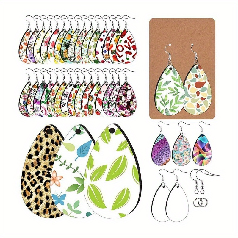 50Pcs Sublimation Blank Earrings Rectangular, Heat Transfer Earring Pendant  With Earring Bags, DIY Making Sublimation