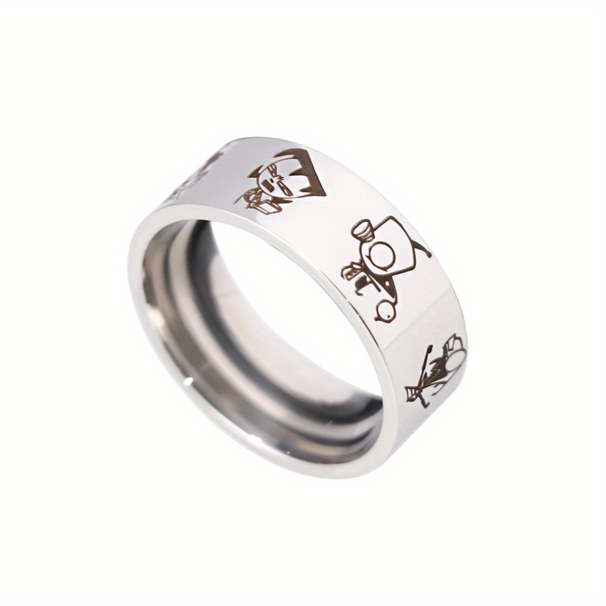 Cool Fish Hook Pattern Stainless Steel Ring Men - Temu United Kingdom