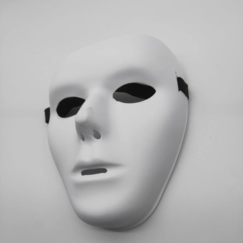 Horror Creepy Pure White Mask, Classic Full Face Mask Dress Up Accessories, Halloween Cosplay Costume Props, Bar Club Rave Party Decors Photography