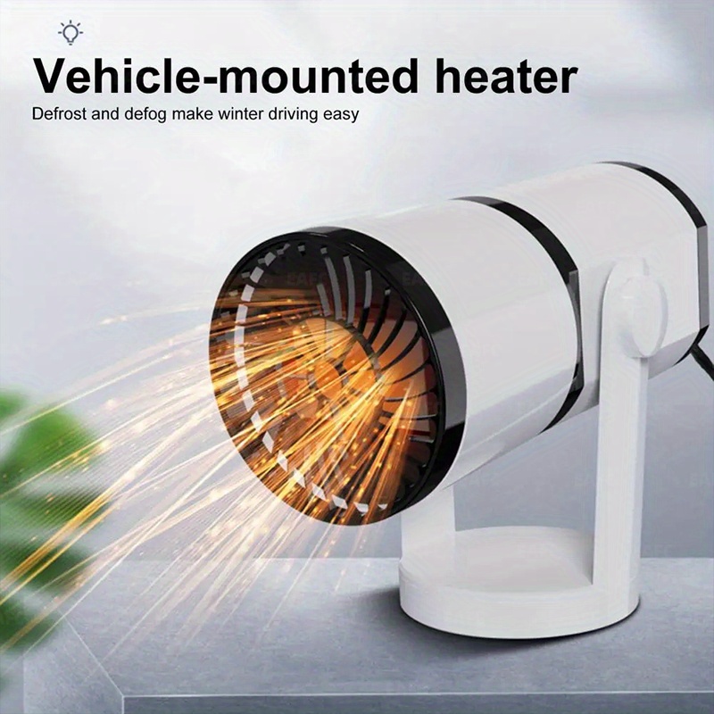 SDJMa Car Heater, 12V 150W 360° Rotatable Portable Compact Fast Heating  Defrost Defogger for Car Windshield with Strong Double-Sided Adhesive Base  
