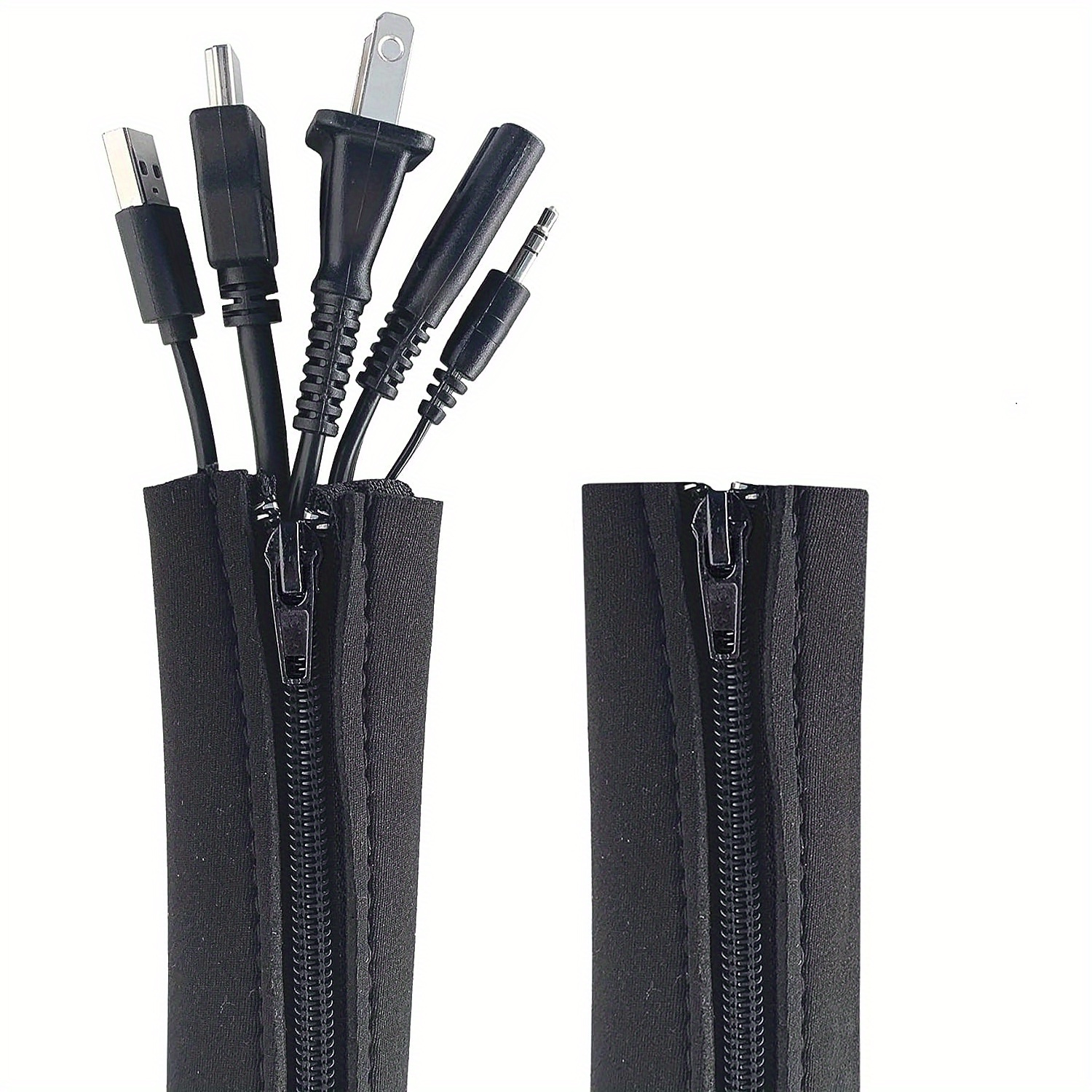 Cable Management Sleeves Cord Organizer Sleeve With Zipper - Temu