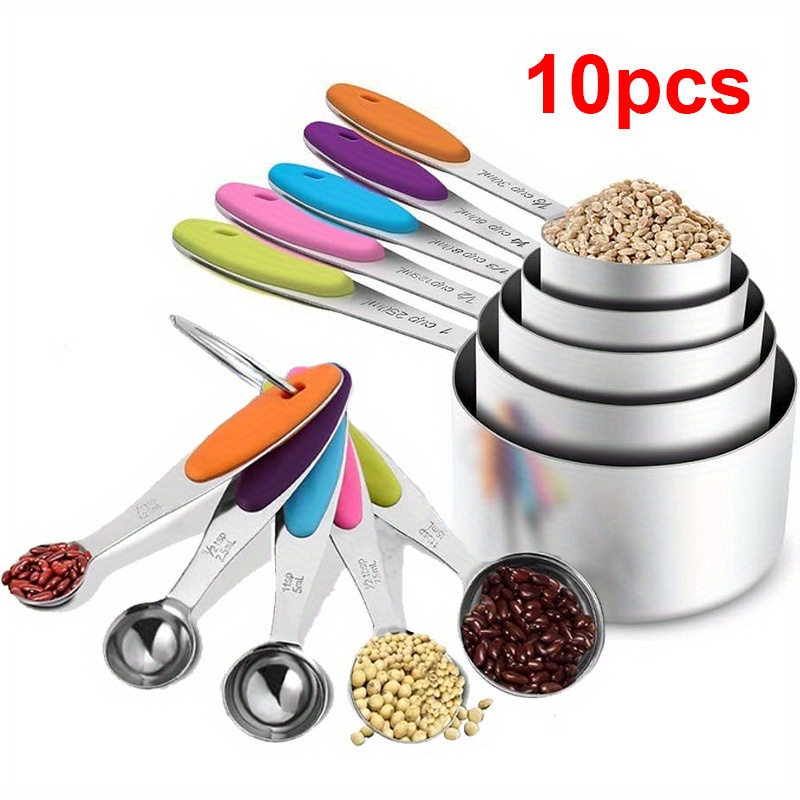 Stainless Steel Measuring Cups And Spoons Set Stackable - Temu