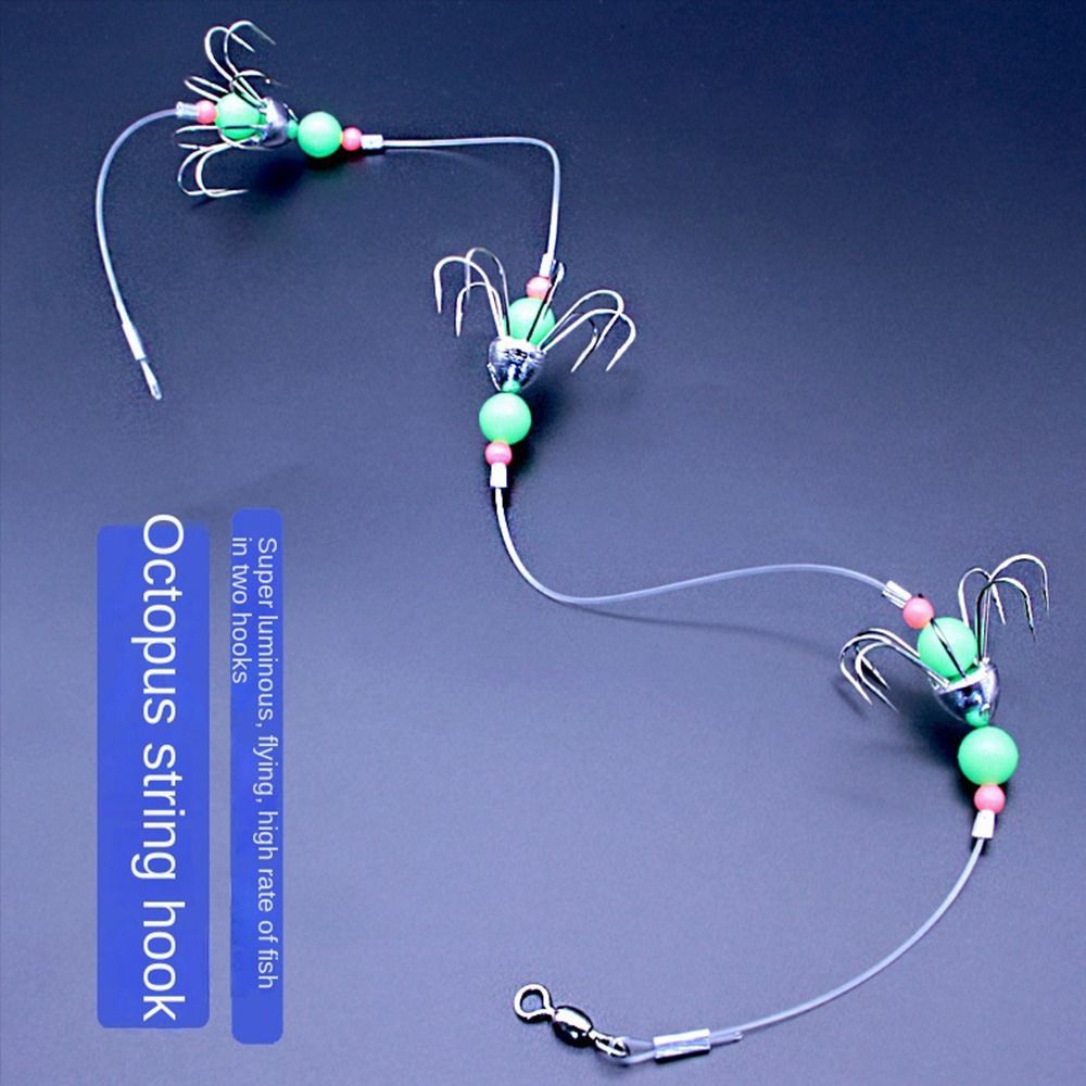 

1pc Anti Bite String Hook, Squid Hook With Luminous Beads, Sea Fishing Tackle
