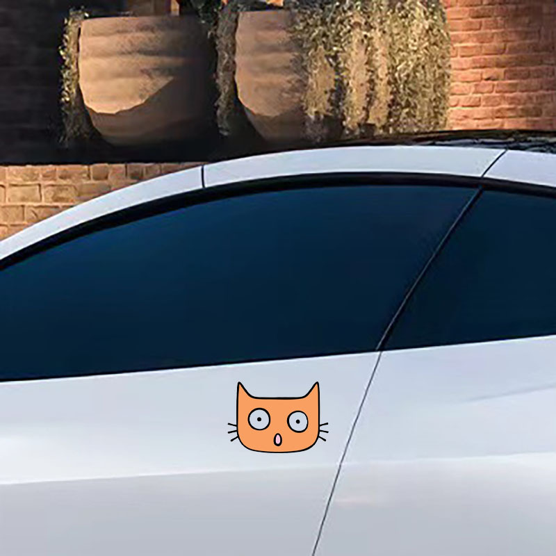 Silly Cat Stickers Cute Hippie Kitten Winking Eyes Vinyl Car