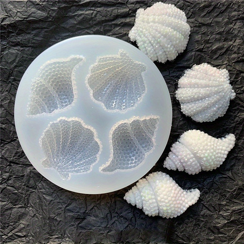 

1pc Multi-faceted Shell Shape Conch Mirror Epoxy Abrasive Simulation Shell Conch Decoration Silicone Mold Cake Baking Tools