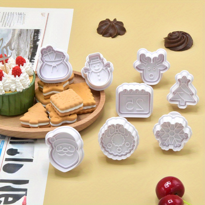 Christmas Cookie Plunger Cutters Plastic Fondant Cutters - Temu