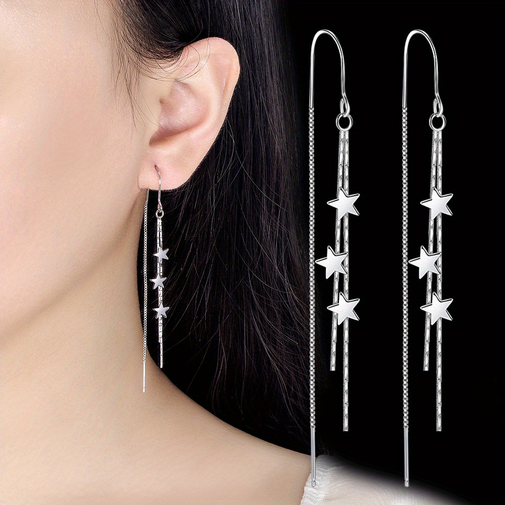 

Stylish Dangle Earrings Sparkling Star + Tassel Design Match Daily Outfits Party Accessories Perfect Decor For Sweet & Cool Friends