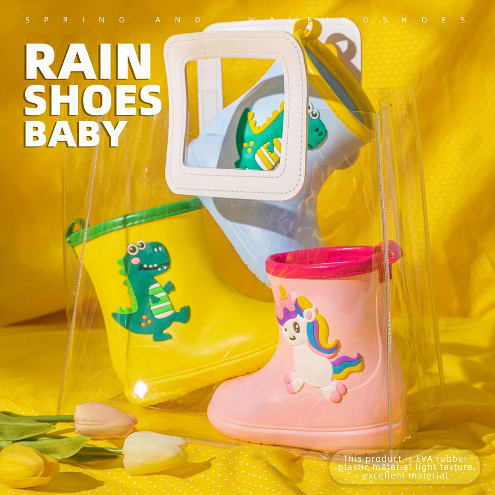 Girl's Adorable Dinosaur Pattern Rain Boots Slip Non slip - Temu