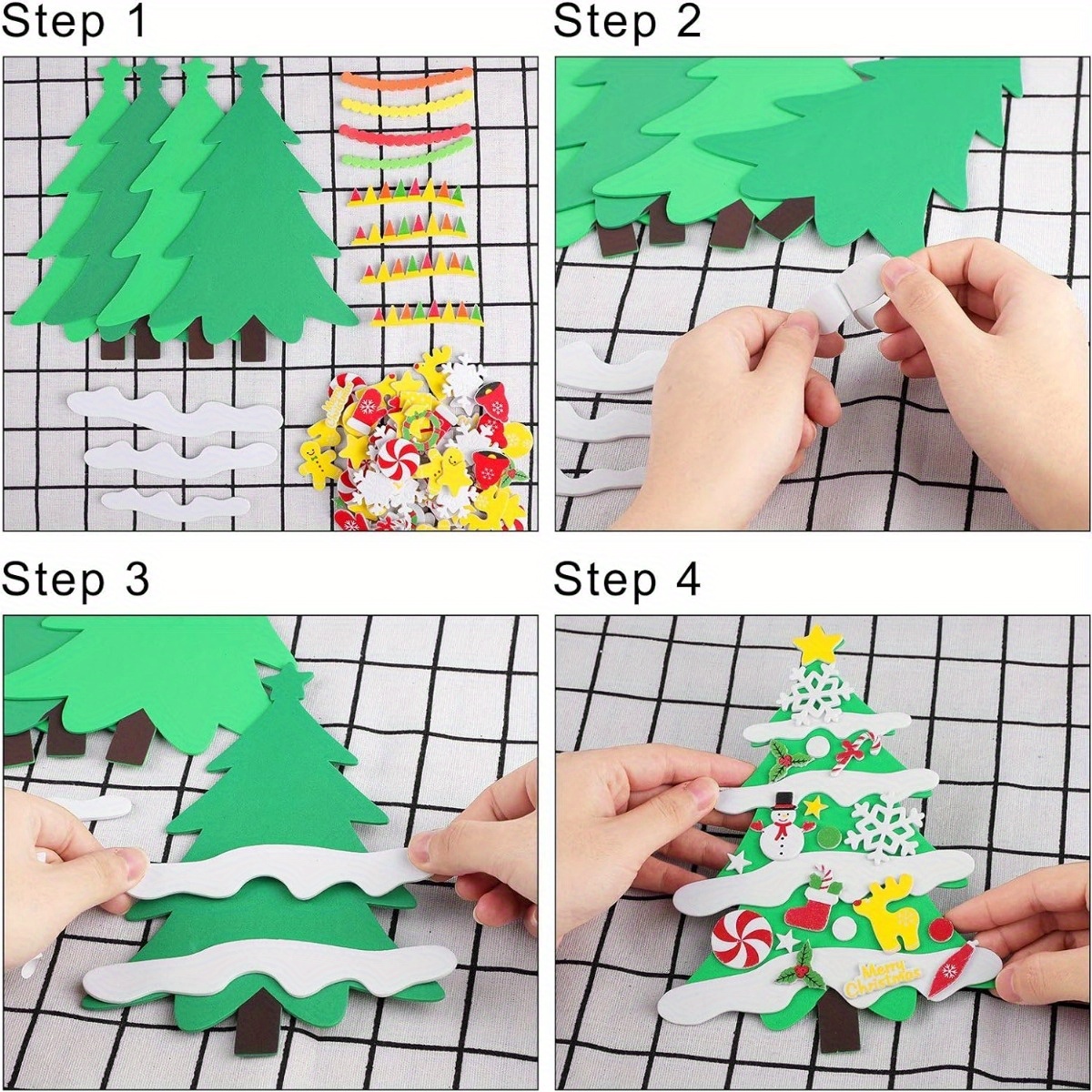 18pcs DIY Foam Christmas Tree Making Crafts Tree Including Foam Christmas  Tree Assortment Christmas Foam Stickers Accessories For Fun Home Activities