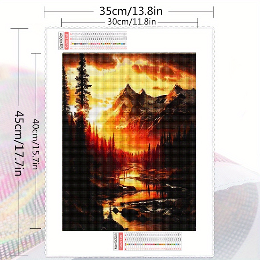 Full Square Diamond Canvas Mountain Sunset Home Wall Decor - Temu