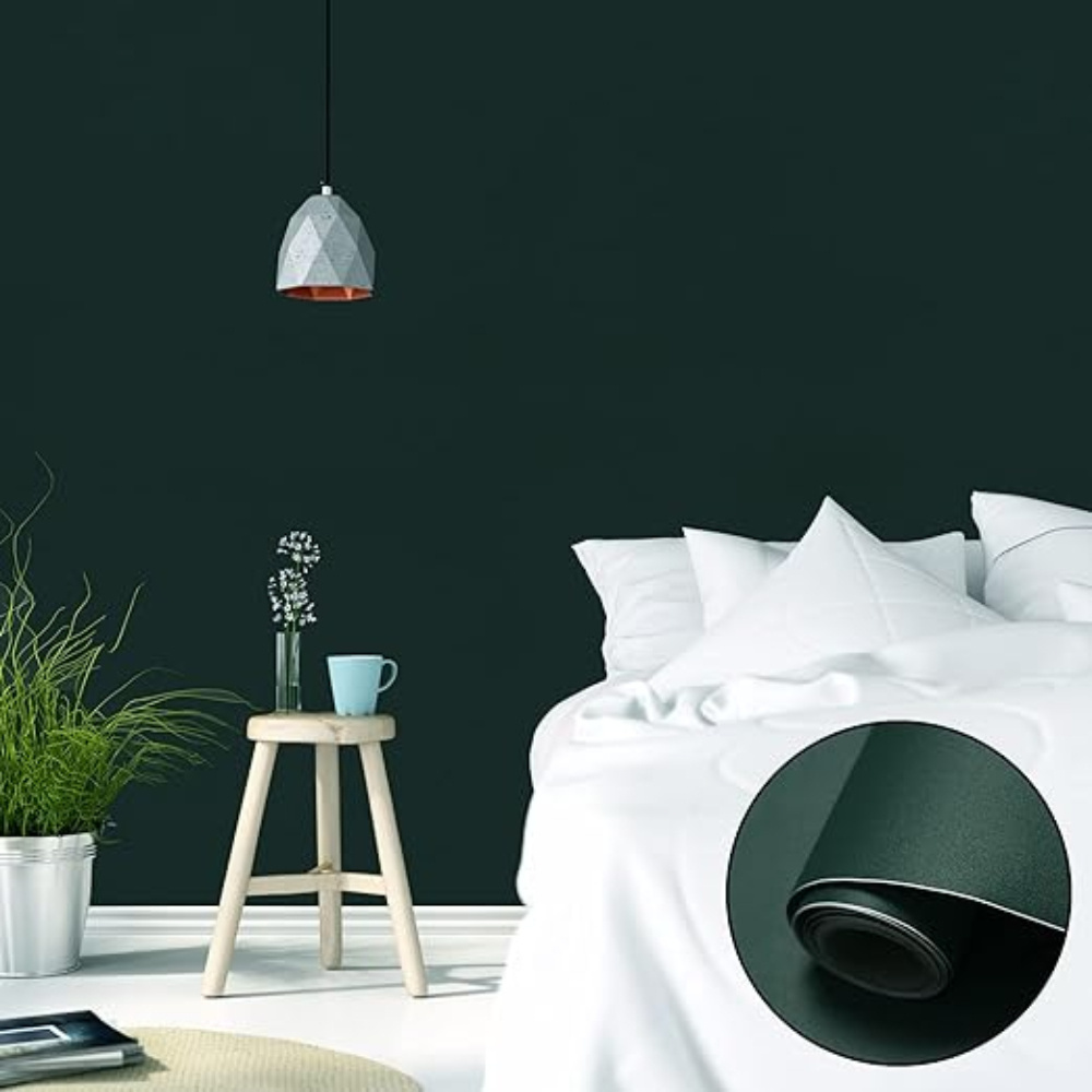 Dark Green Self-Adhesive Wallpaper Bedroom Kitchen Cabinet Furniture  Stickers PVC Waterproof Vinyl Wall Contact Paper Home Decor
