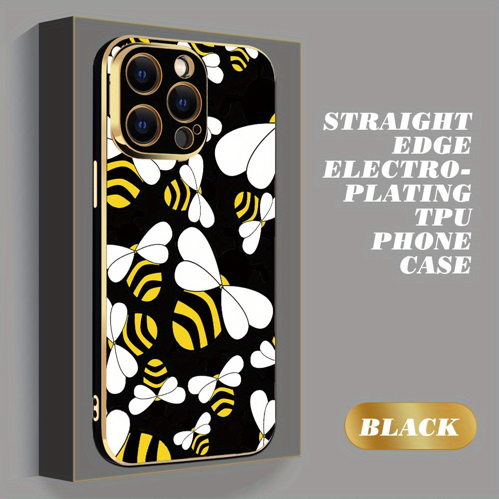 

Creative Bee Print Electroplated Phone Case Suitable For 15/14/13/12/11 Plus Pro Max Anti-fall Mobile Phone