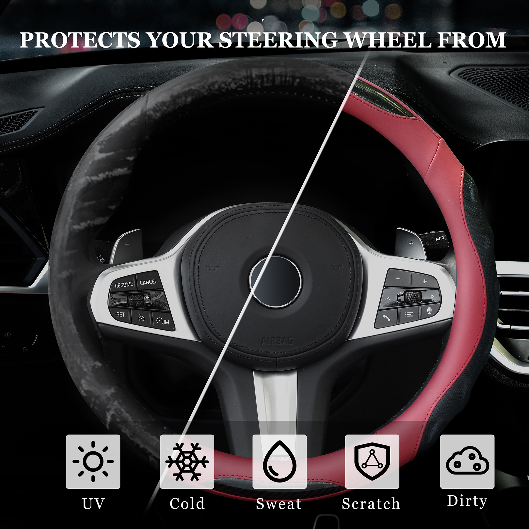 Cool Car Steering Wheel Cover, PU-Leder Lenkradbezug, Universal 15-Zoll  Ultra-Faser-Leder Anti-Rutsch-Atmungsaktiver Auto Lenkradbezug - Temu  Germany