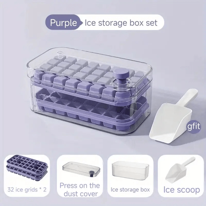 Ice Cube Tray with Airtight Lid Reusable Ice Cube Storage