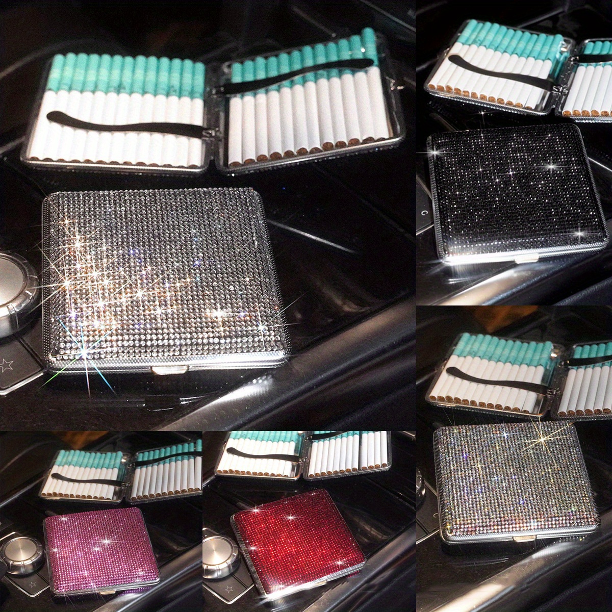 Mini Rhinestone Lipstick Bag, Glitter Cylinder Coin Purse, Scarf