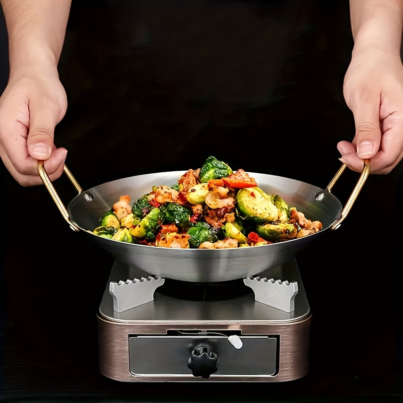 Wok de cuisine avec couvercle Poêle à frire à long manche pour