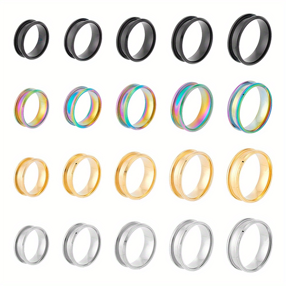 Blank Core Ring Size 9 Stainless Steel Grooved Finger Ring - Temu