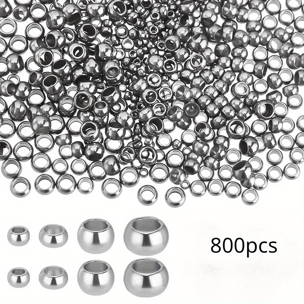 5 Sizes Open Crimp Beads 304 Stainless Steel Crimp Beads - Temu