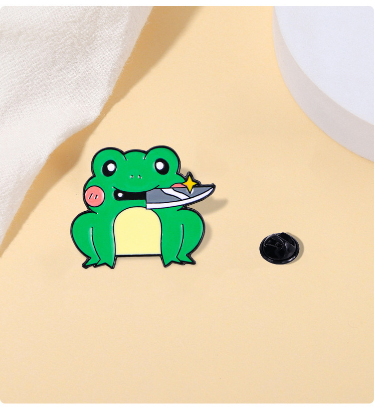 1pc Cute Frog in A Bog Animal Enamel Brooch Pin Badge Lapel, Jackets Trendy Jewelry Accessories,Temu