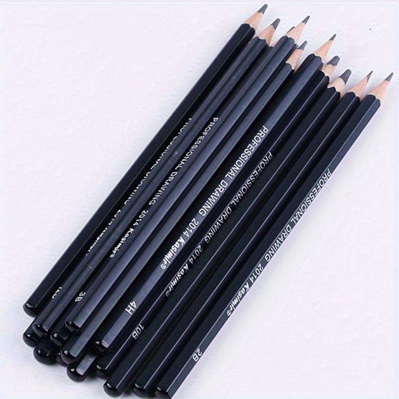 14pcs Artists Sketch Drawing Pencil Set 12B-6H Sketching Art Craft Gift  Black