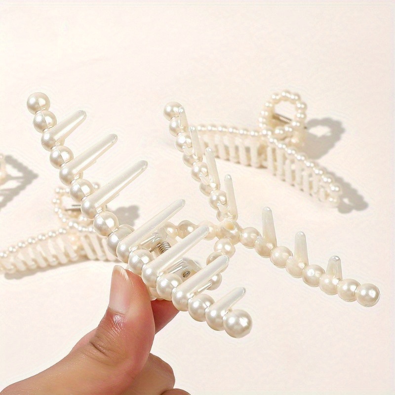 Faux Pearl Hair Claw Clips For Women Hair Barrette Clamps - Temu