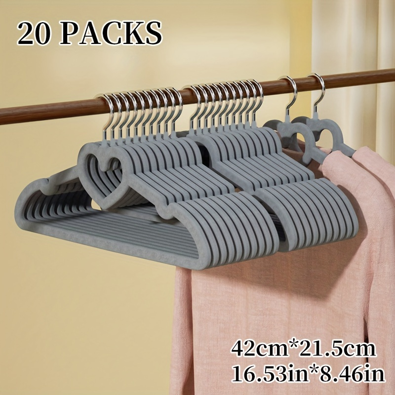 20 Flocking Hangers Anti-Slip Traceless Clothes Support Household Suede  Hangers